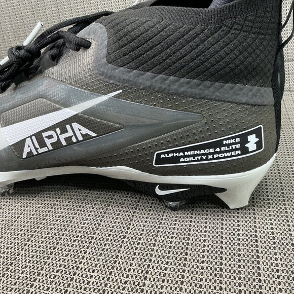 Nike Alpha Menace 4 Agility X Mens Size 14.5 Black & White Football Cleats